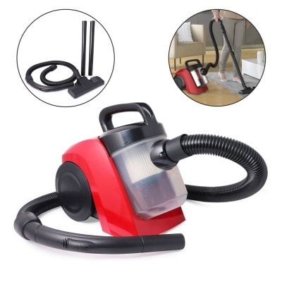 aspirador vermelho com mangueira preta e utensílios