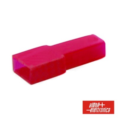 Conector elétrico vermelho de plástico com logotipo alpha e+ elettronica