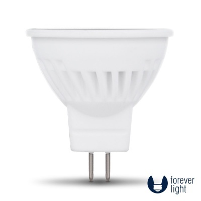 Lâmpada LED branca GU5.3 com ventoinhas e logo 'forever light'