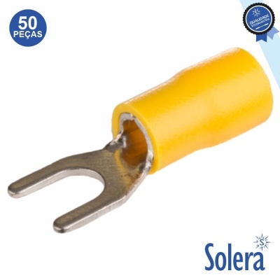 Terminal Forquilha Isolado Amarelo 50x SOLERA
