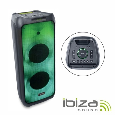 Coluna Amplificada 2x10" USBSDAUXBTFM LED TWS IBIZA
