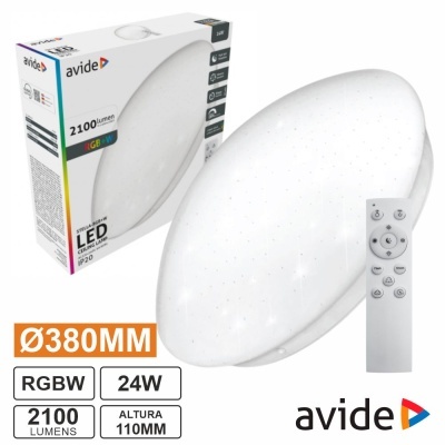 Aplique LED Redondo 24W 380mm RGBW 2100lm Stella AVIDE