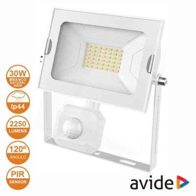 Foco LED 30W 230V C Sensor 4000K 2250lm Branco IP44 AVIDE
