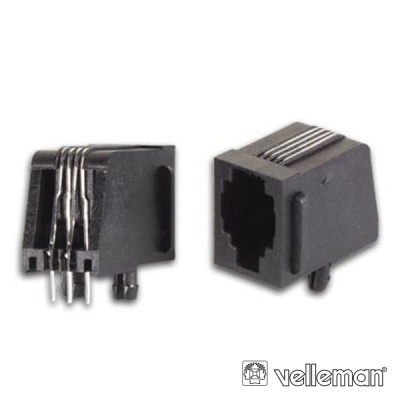 Conectores modulares RJ45 pretos com contactos metálicos em fundo branco