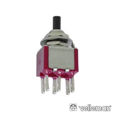 Interruptor de alavanca metálico com base vermelha e 5 terminais