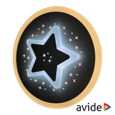 Luz de teto redonda estrela iluminada com moldura dourada