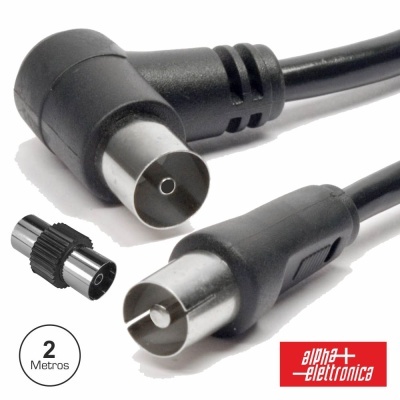 CABO COAXIAL MACHOFÊMEA PRETO 2M ANGULAR 90º