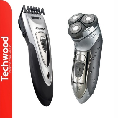 Conjunto de Máquina Barbear e Máquina de Aparar TECHWOOD
