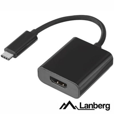 Adaptador USB-C para HDMI Lanberg preto com cabo curto