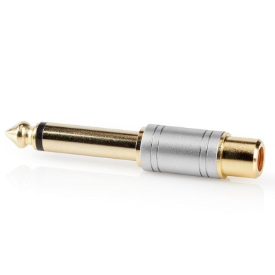 Ficha Adaptadora Metal RCA Fêmea  Jack 6.35mm Macho