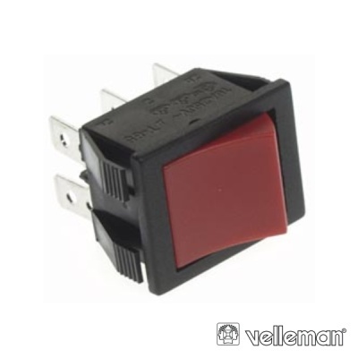 COMUTADOR BASCULANTE 10A-250V DPDT ON-ON TECLA VERM
