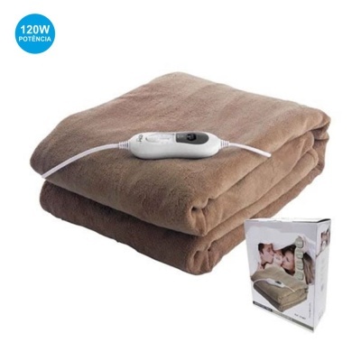 Manta térmica castanha com controlador e embalagem