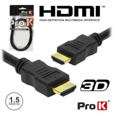 CABO HDMI DOURADO MACHO  MACHO 1.4 PRETO 1.5M PROK