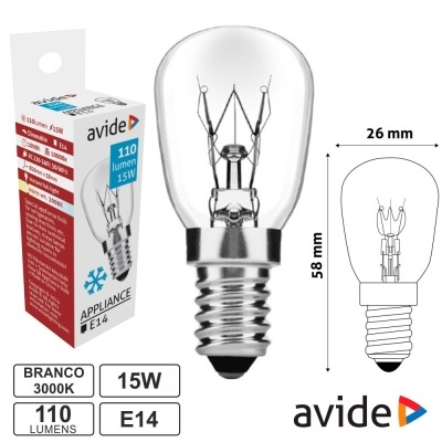 Lâmpada incandescente Avide 15W E14 3000K com embalagem