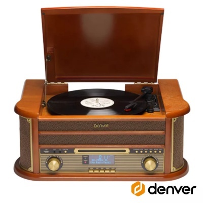 Gira-Discos 334578RPM Vintage 2x2.5W Madeira DENVER