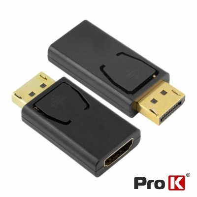 Adaptadores de vídeo Pro K preto com conectores dourados
