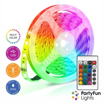 Fita 150 LEDS C USB 5050 RGB 5V 5m IP65 PARTYFUN