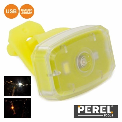LANTERNA LED P BICICLETA E DESPORTO 2 LUZES USB BAT PEREL