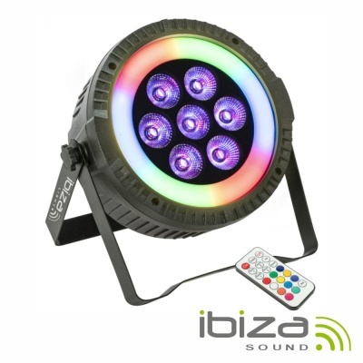 Projetor Par C 7 LEDS 6W RGBW 1 Anel LED DMX IBIZA
