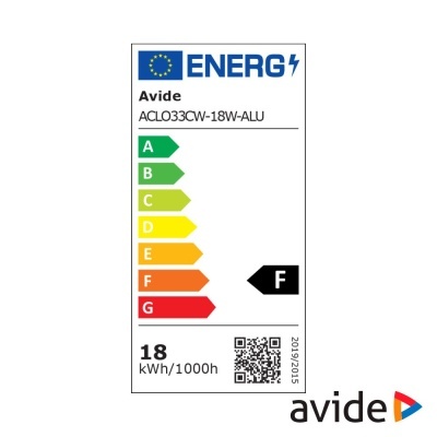 Etiqueta energética Avide ACLO33CW-18W-ALU classe F consumo 18 kWh/1000h