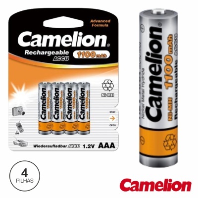 Pack 4 pilhas recarregáveis Camelion AAA 1100mAh