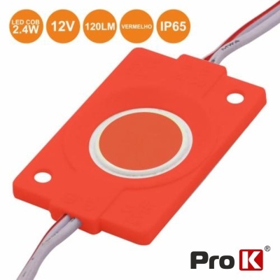 Módulo LED COB vermelho com base retangular e fios