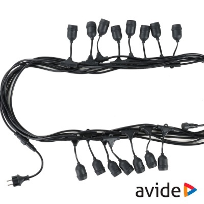 Corrente de Iluminação 15m P 15 Lâmpadas E27 IP44 AVIDE