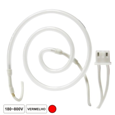 LÂMPADA TUBULAR 180-800V NÉON ESPIRAL VERMELHO