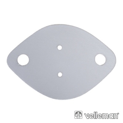 Peça branca de plástico oval com furos e logo Velleman