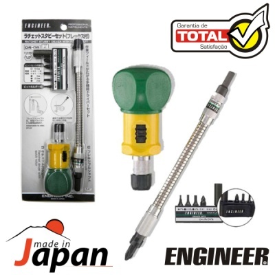 Conjunto de ferramentas Engineer com punho verde e amarelo, cabo flexível e pontas pretas