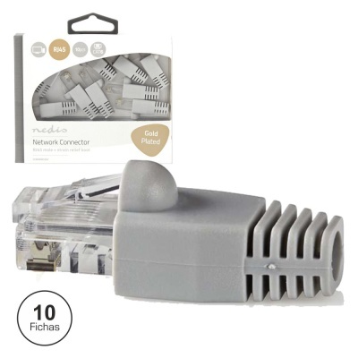 Conectores de rede RJ45 Nedis em embalagem branca com 10 unidades