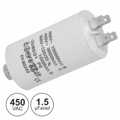 CONDENSADOR ARRANQUE 1.5uF 450V + TERRA