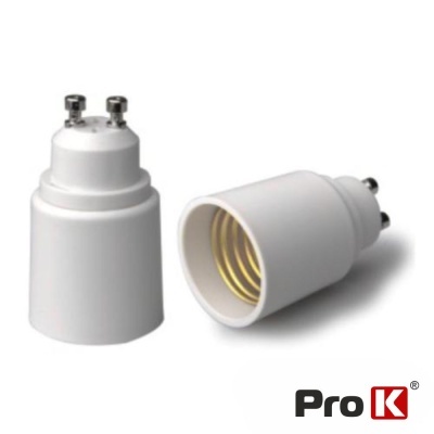 Adaptador lâmpada branco com base bi-pin e logo Pro K