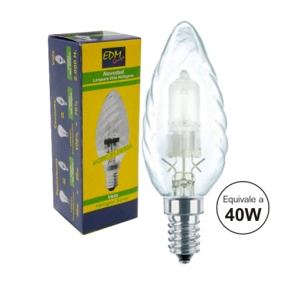LÂMPADA E14 28W=40W 230V ECO-HALOG VELA 370LM 2700K