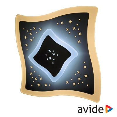 Luminária de teto com design quadrado ondulado e detalhes de estrelas