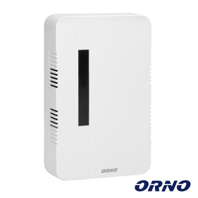 Dispositivo branco retangular da marca ORNO com faixa preta vertical e ventilações laterais