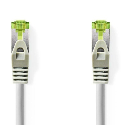 Cabo de rede branco com conectores RJ45 verdes