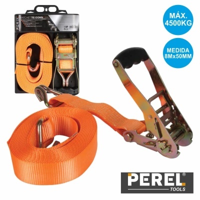 CINTA SEGURANÇA C ROQUETE E GANCHO 4500KG 50MMx8MT PEREL