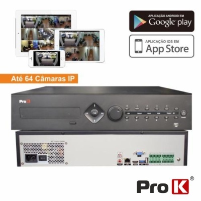 Vídeo-Gravador Digital IP 64 Canais H264 Ethernet PROK