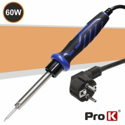 Ferro de soldar elétrico Pro K 60W com pega preta e azul e ficha europeia