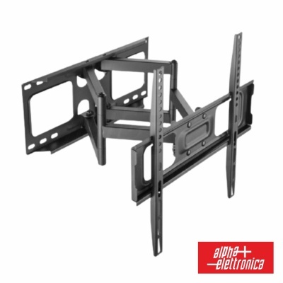 Suporte ajustável em metal preto para televisão ou monitor com logótipo alpha elettronica