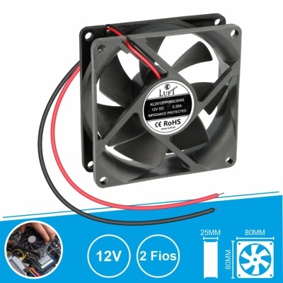 Ventoinha 12V 80x80x25mm 2 Fios KLD012PP080CSWS LUFT