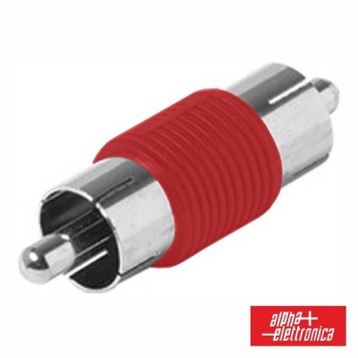 Adaptador conetor RCA com revestimento vermelho e metal cromado