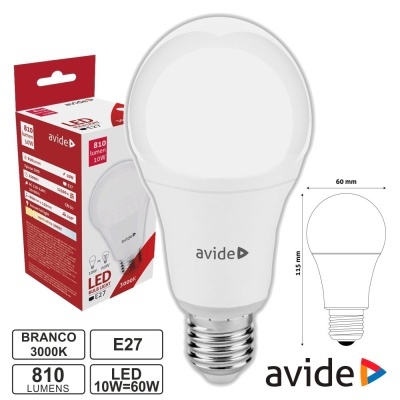 LÂMPADA LED E27 GLOBO G60 10W 230V 3000K 810LM AVIDE