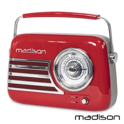 Rádio FMAUXBTUSB Extra Bass Vintage 30W Vermelho MADISON
