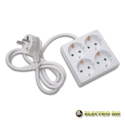 TOMADA ELÉTRICA C 4 SAÍDAS QUADRADA 1.5M BRANCO EDH