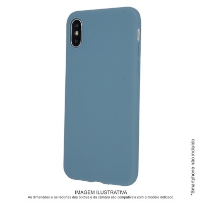 Capa de silicone azul para smartphone com recorte para câmara