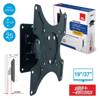 Suporte de parede para TV preto com embalagem da Alpha Elettronica