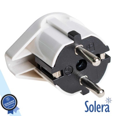 FICHA SCHUKO MACHO C TERRA LATERAL 220V BRANCO SOLERA