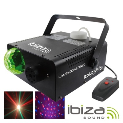 Luz de festa preta Ibiza Light LSM500ASTRO com controle remoto e efeitos de luz